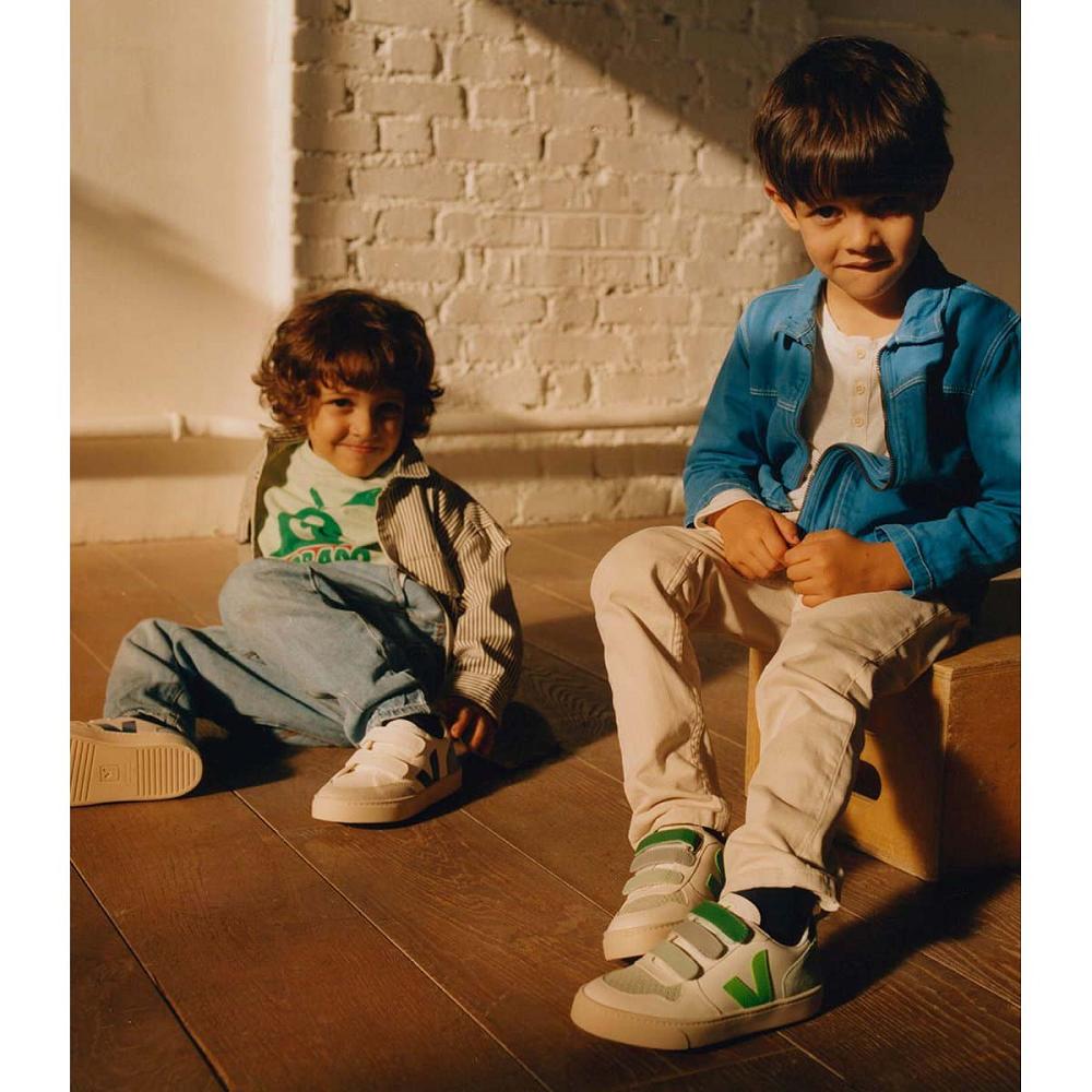 Veja V-10 CHROMEFREE Kids' Sneakers White/Green | NZ 846NWY